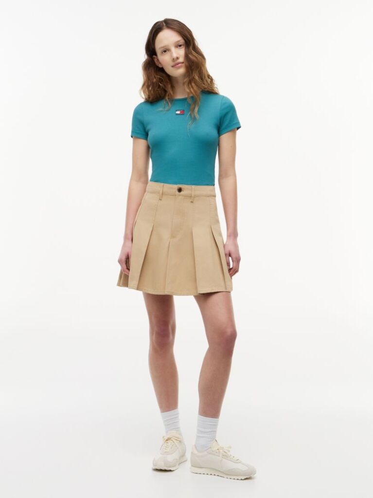 Blue Slim Badge Rib Tee  Women