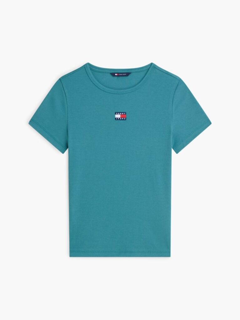 Blue Slim Badge Rib Tee  Women
