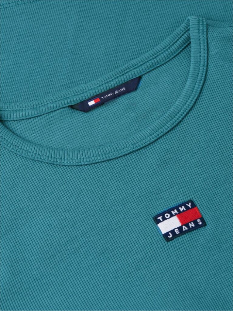Blue Slim Badge Rib Tee  Women