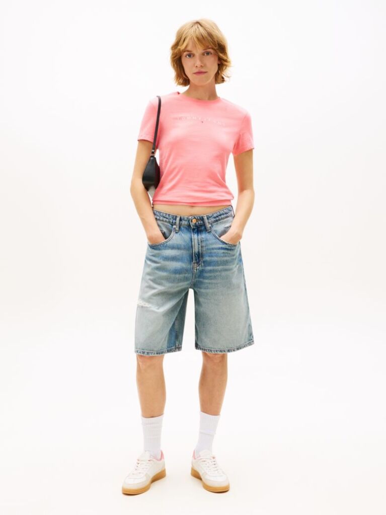 Pink Essential Logo Slim Fit T-Shirt  Women