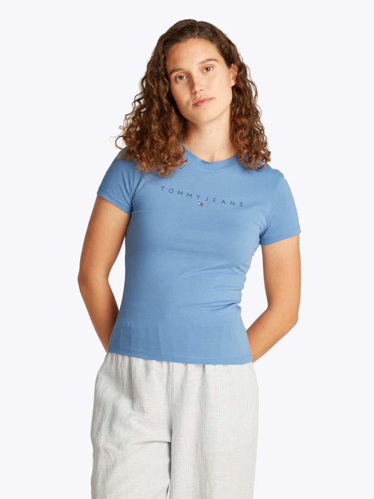 Blue Slim Fit Tonal Logo T-Shirt  Women
