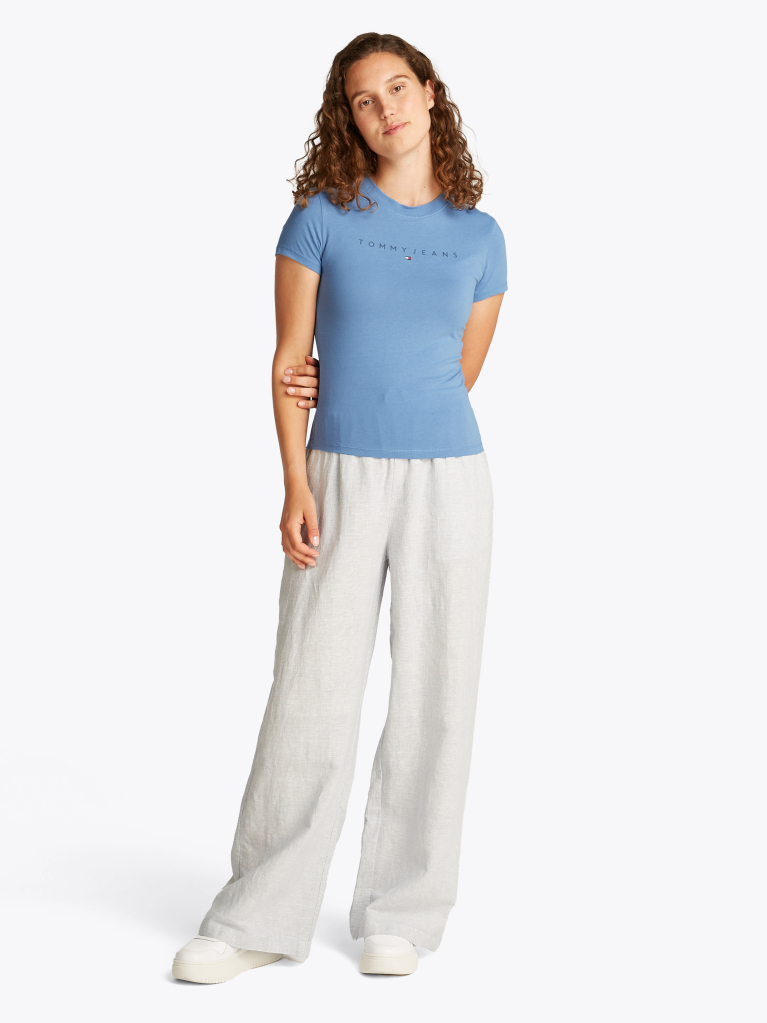 Blue Slim Fit Tonal Logo T-Shirt  Women