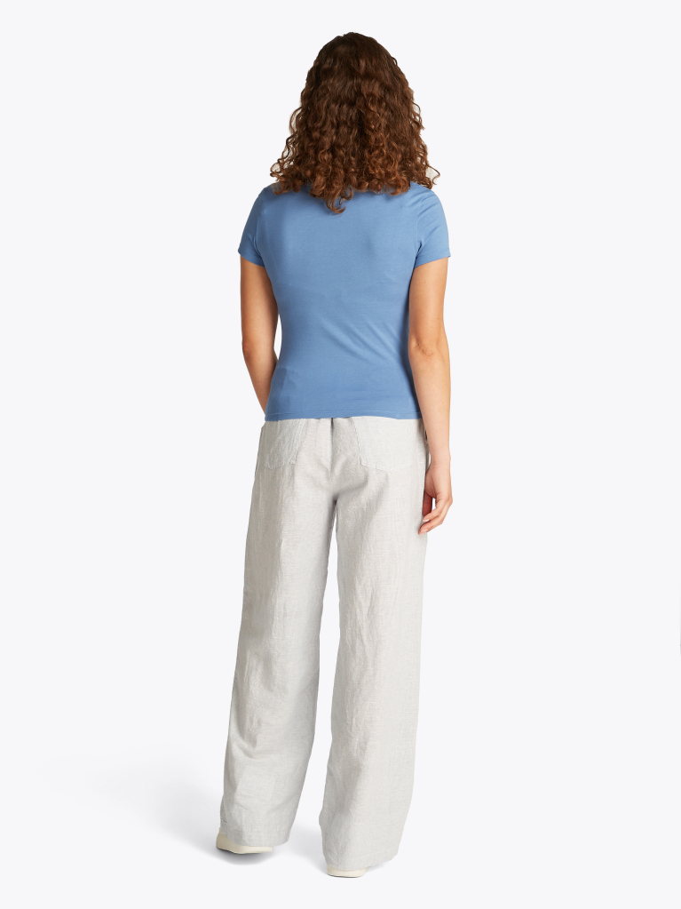 Blue Slim Fit Tonal Logo T-Shirt  Women