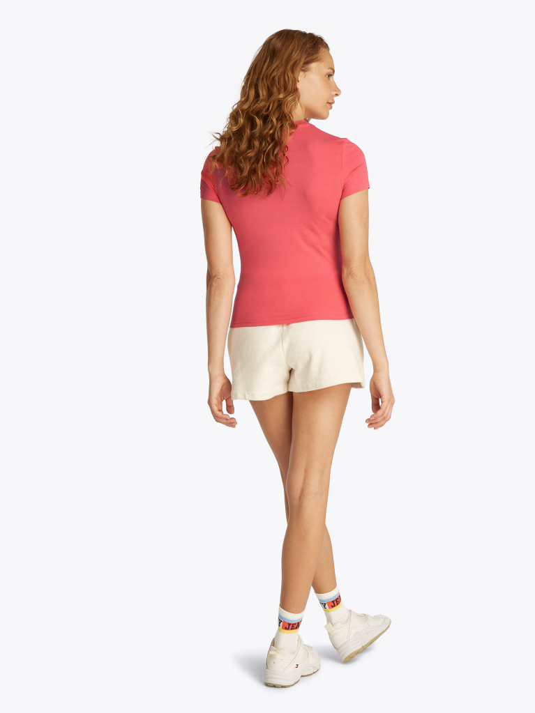 Ροζ T-Shirt Σε Slim Γραμμή Με Tonal Λογότυπο  Γυναίκες