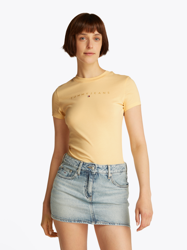 Yellow Slim Fit Tonal Logo T-Shirt  Women