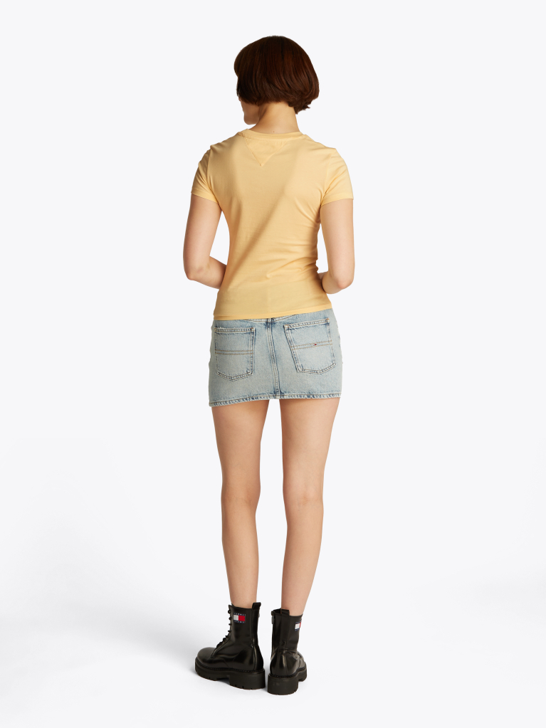 Yellow Slim Fit Tonal Logo T-Shirt  Women