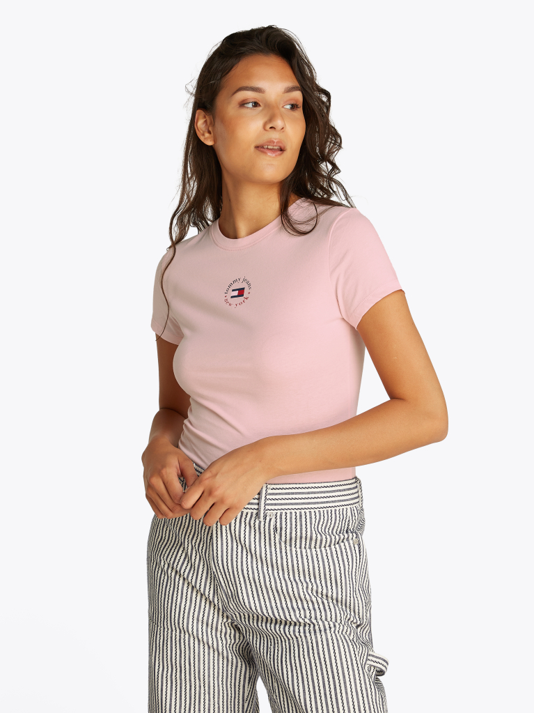 Ροζ Essential T-Shirt Με Λογότυπο Σε Slim Γραμμή  Γυναίκες