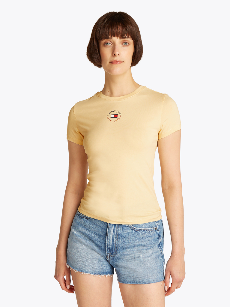 Κίτρινο Essential T-Shirt Με Λογότυπο Σε Slim Γραμμή  Γυναίκες