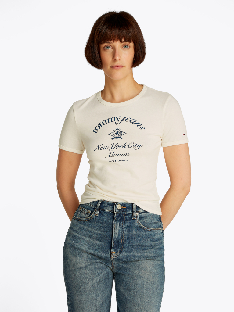 Άσπρο T- Shirt Με NYC Λογότυπο Σε Slim Γραμμή  Γυναίκες