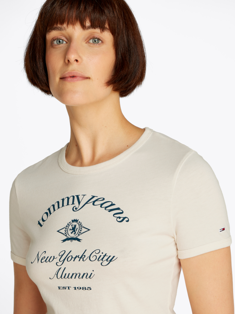 Άσπρο T- Shirt Με NYC Λογότυπο Σε Slim Γραμμή  Γυναίκες