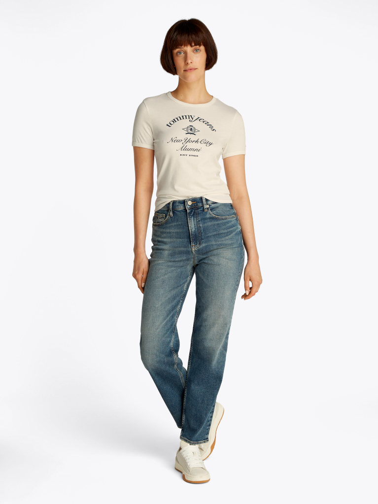 Άσπρο T- Shirt Με NYC Λογότυπο Σε Slim Γραμμή  Γυναίκες