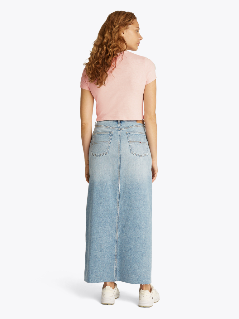 Pink Slim Fit Cropped Tonal Flag T-Shirt  Women