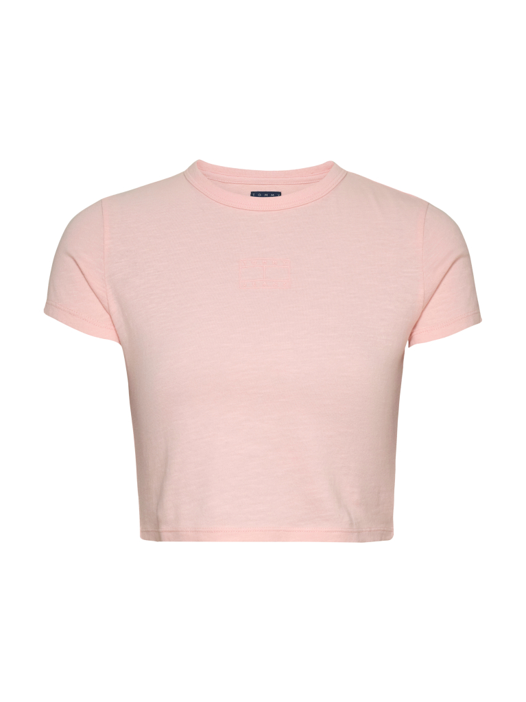 Pink Slim Fit Cropped Tonal Flag T-Shirt  Women