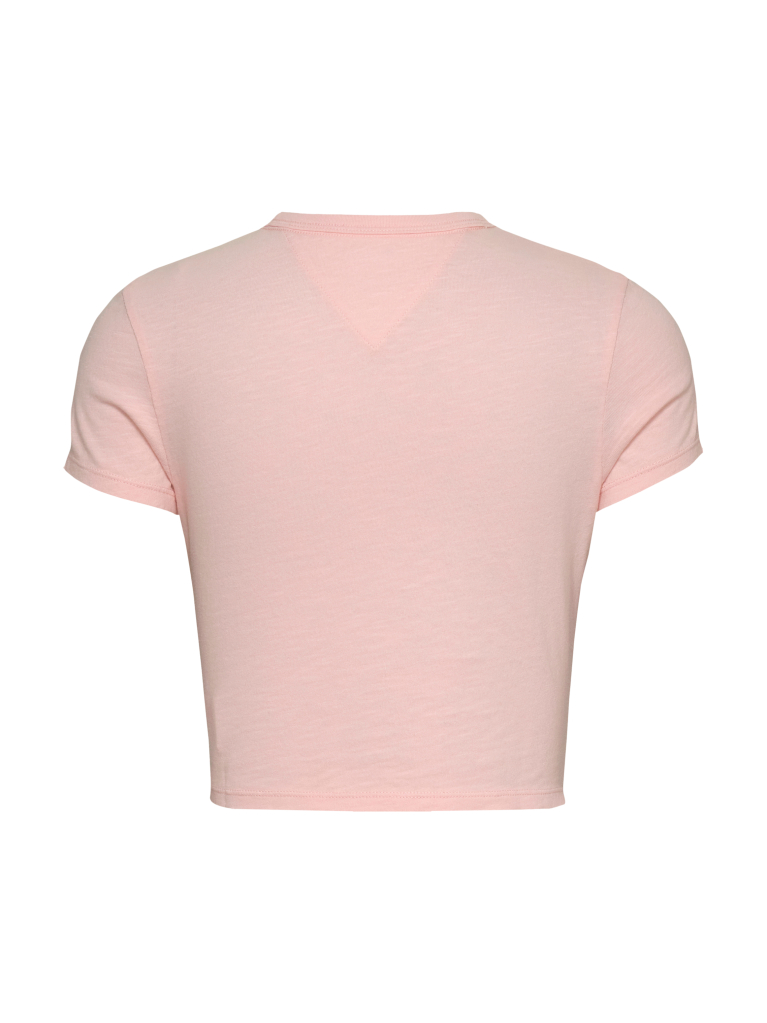 Pink Slim Fit Cropped Tonal Flag T-Shirt  Women