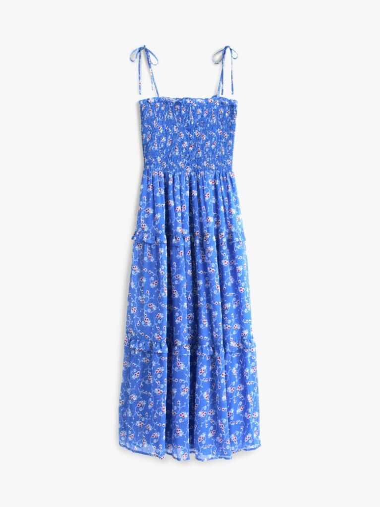 Blue Floral Print Chiffon Wrap Maxi Dress  Women