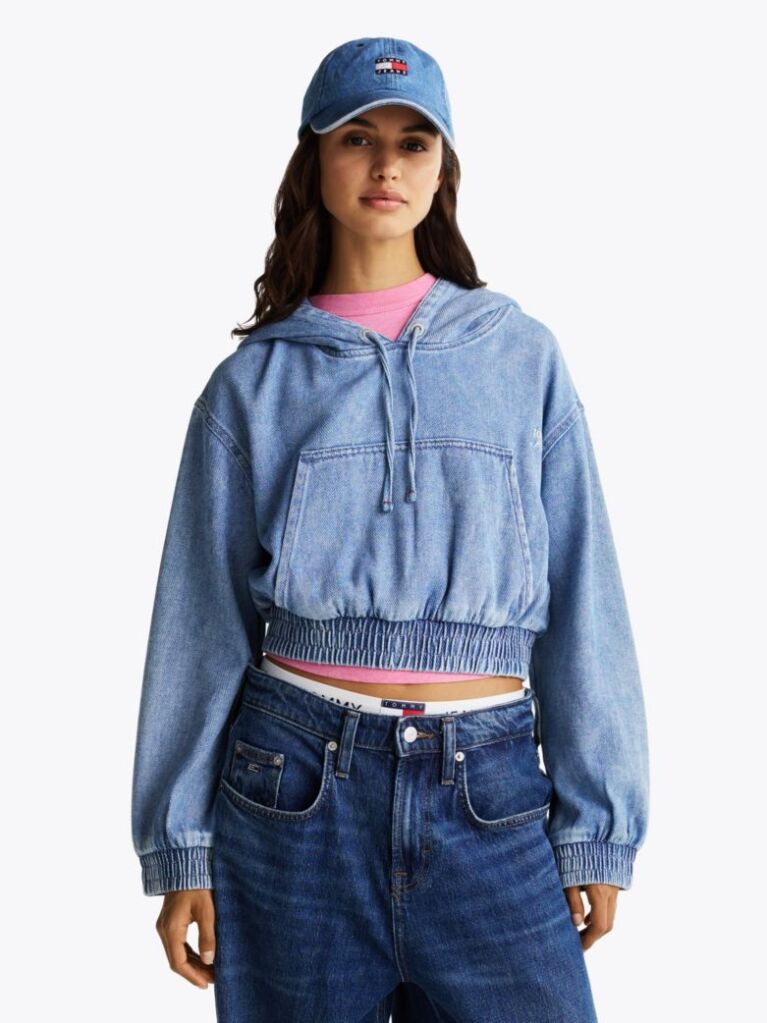 Denim Denim Cropped Hoody  Women