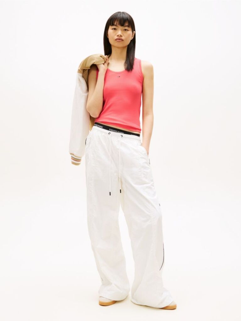 Pink Ribbed Slim Tank Top  Women