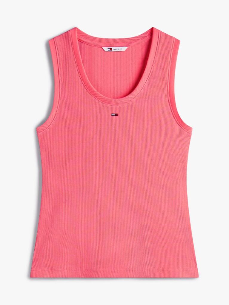 Pink Ribbed Slim Tank Top  Women