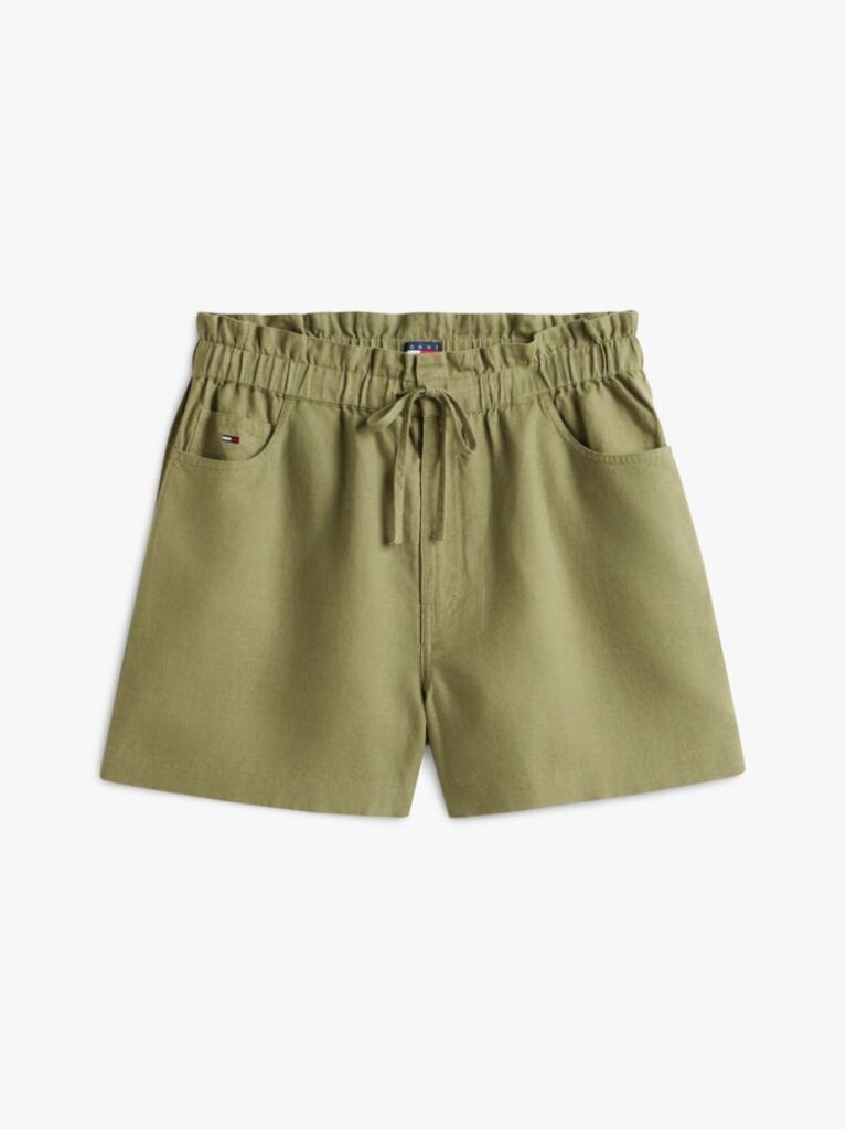Green Linen Blend Five-Pocket Shorts  Women