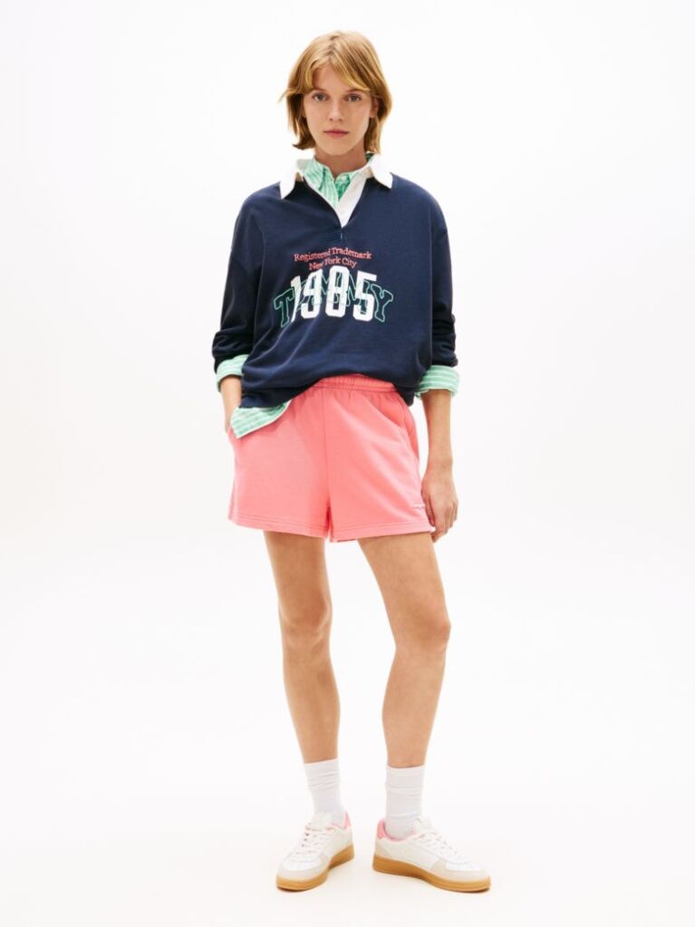 Pink Logo Sueded Terry Relaxed Sweat Shorts  Women