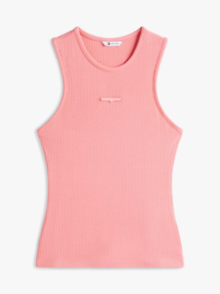 Pink Logo Slim Ribbed Tank Top  Women