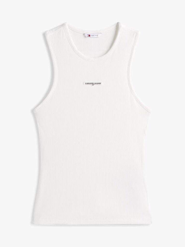 White Logo Slim Ribbed Tank Top  Women
