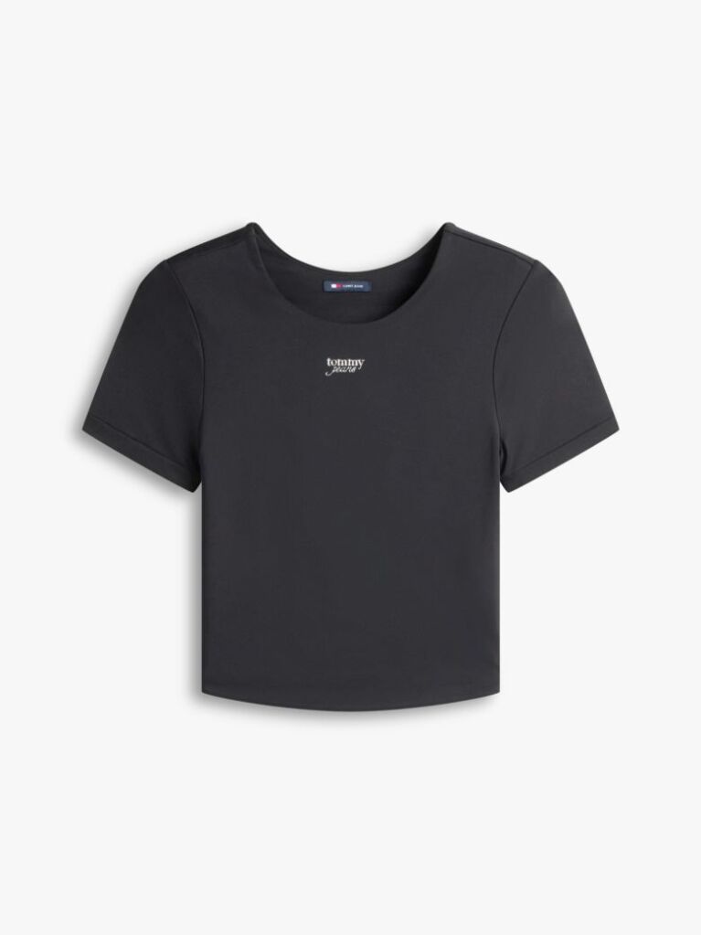 Μαύρο Αθλητικό Slim T-Shirt Με Λογότυπο  Γυναίκες