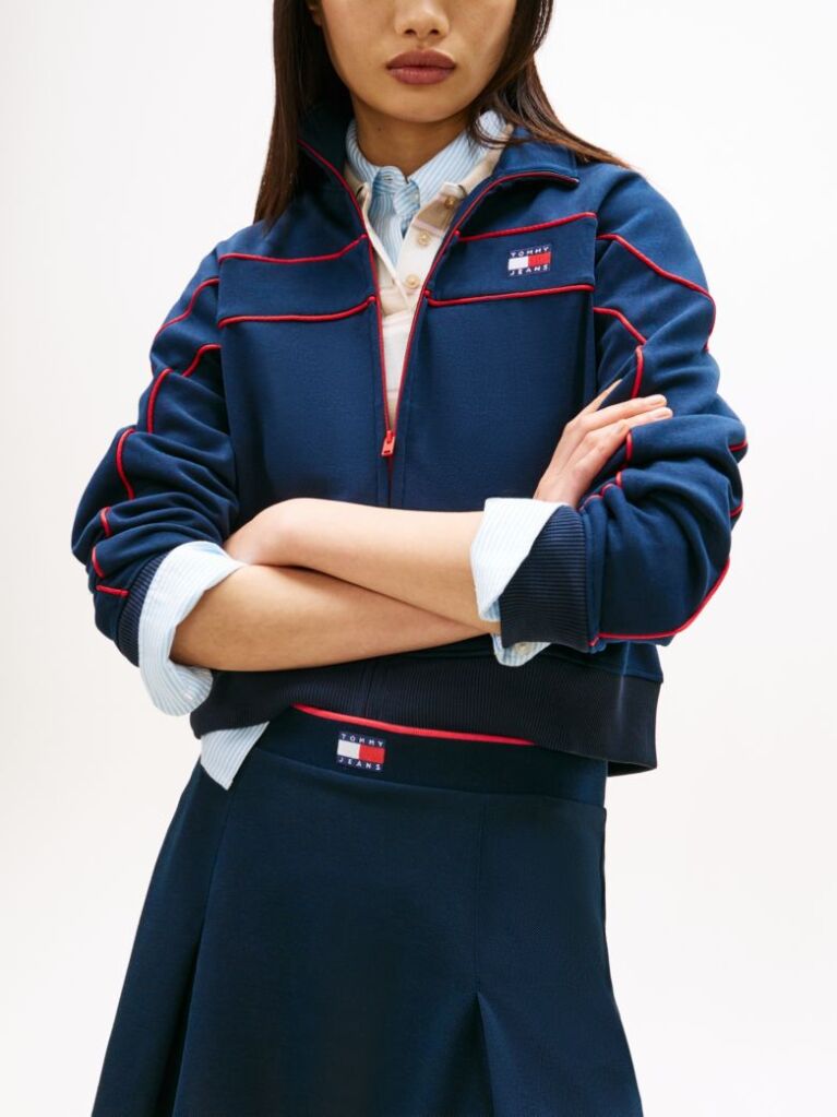 Blue Tommy Badge A-Line Pique Mini Skirt  Women