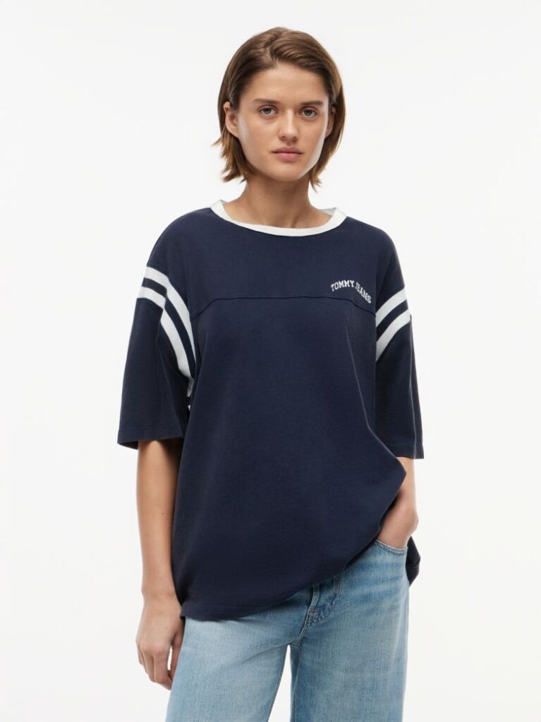 Blue Logo Oversized Crew Neck T-Shirt  Women