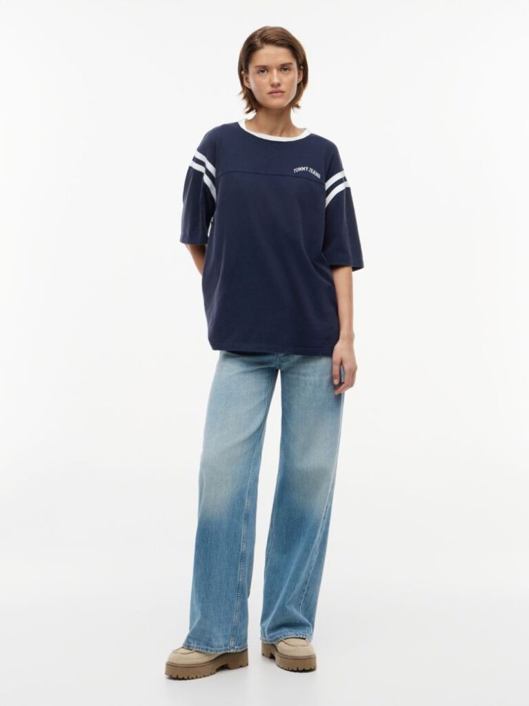 Blue Logo Oversized Crew Neck T-Shirt  Women