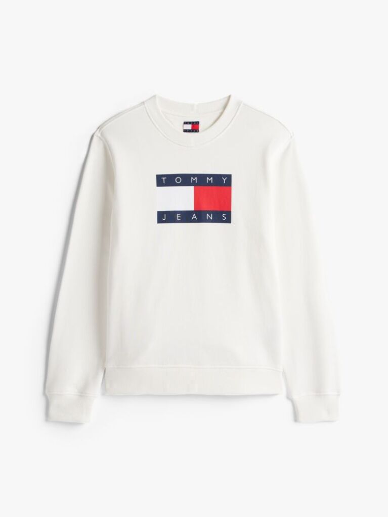 Άσπρο Tonal Φούτερ Με Tommy Σημαία  Γυναίκες