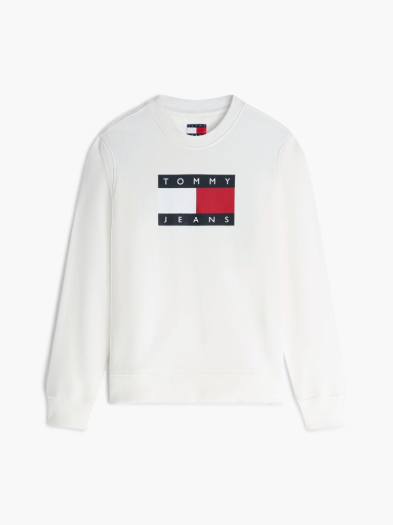 Άσπρο Tonal Φούτερ Με Tommy Σημαία  Γυναίκες