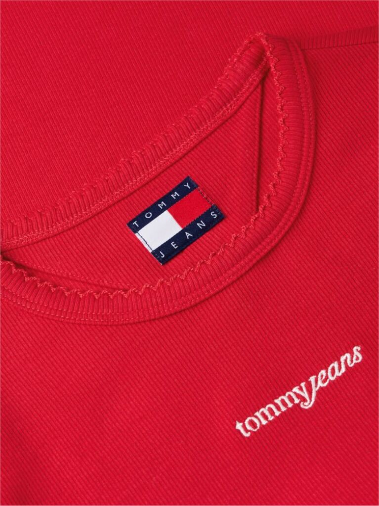 Κόκκινο T-Shirt Ribbed Με Λογότυπο Σε Στενή Γραμμή  Γυναίκες