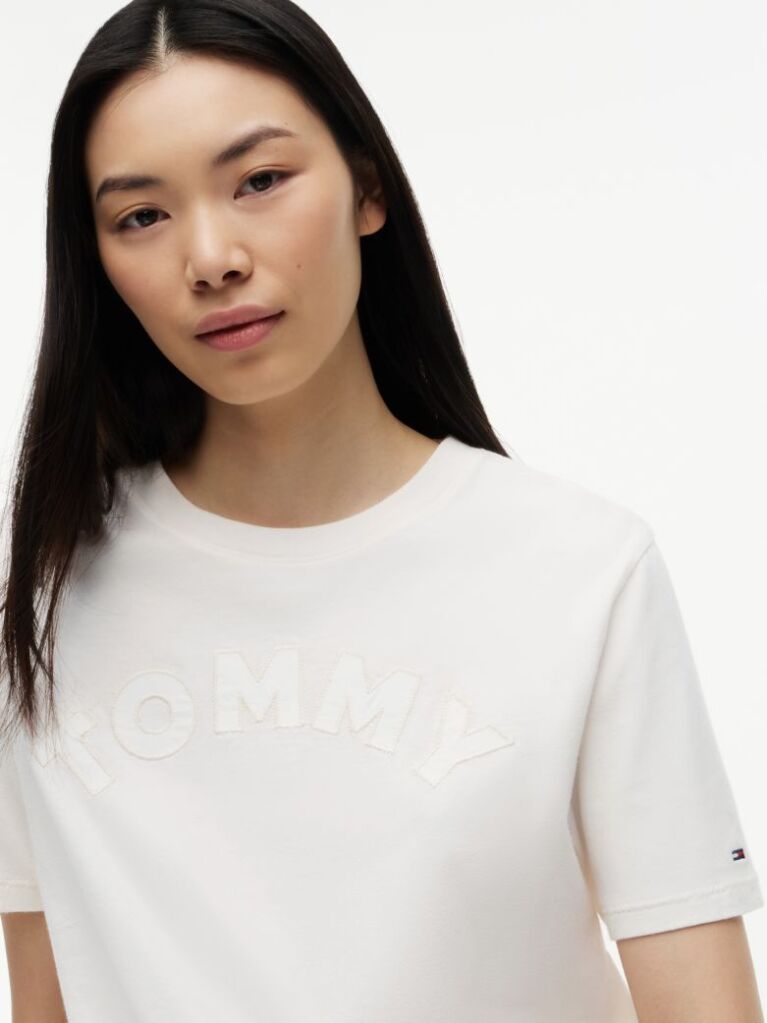 Άσπρο Άνετο Βαμβακερό T-Shirt  Γυναίκες