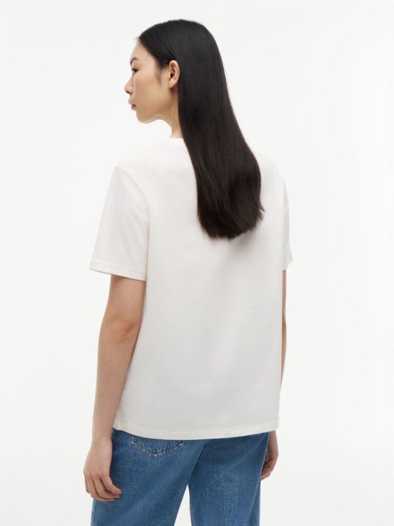 Άσπρο Άνετο Βαμβακερό T-Shirt  Γυναίκες