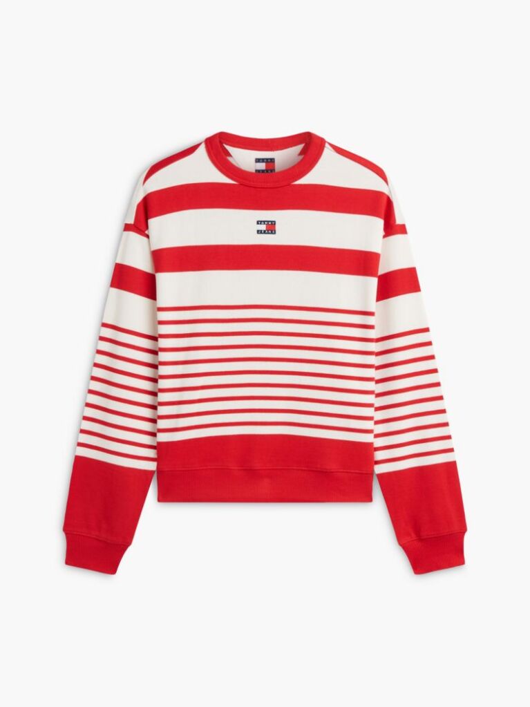 Multi Tommy Badge Stripe Relaxed Sweatshirt  Women