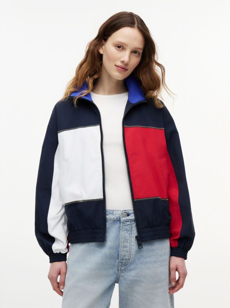 Μπλε Oversized Αντιανεμικό Τζάκετ Με Λογότυπο Στην Πλάτη  Γυναίκες
