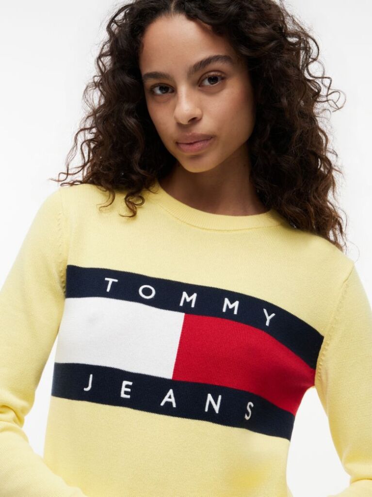 Yellow Tommy Flag Crew Neck Jumper  Women