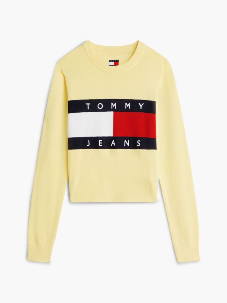 Yellow Tommy Flag Crew Neck Jumper  Women
