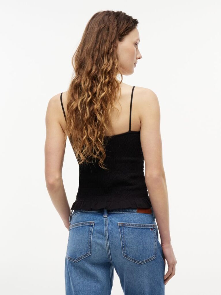 Black Smock Slim Strap Top  Women