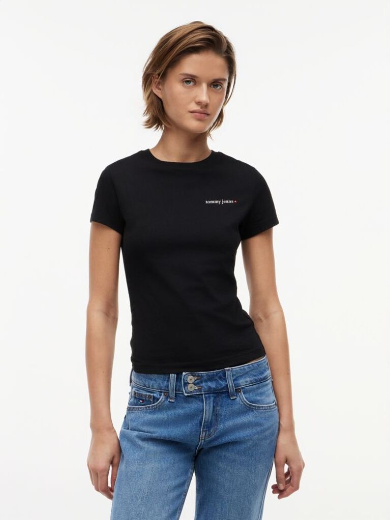Black Logo Slim Jersey T-Shirt  Women