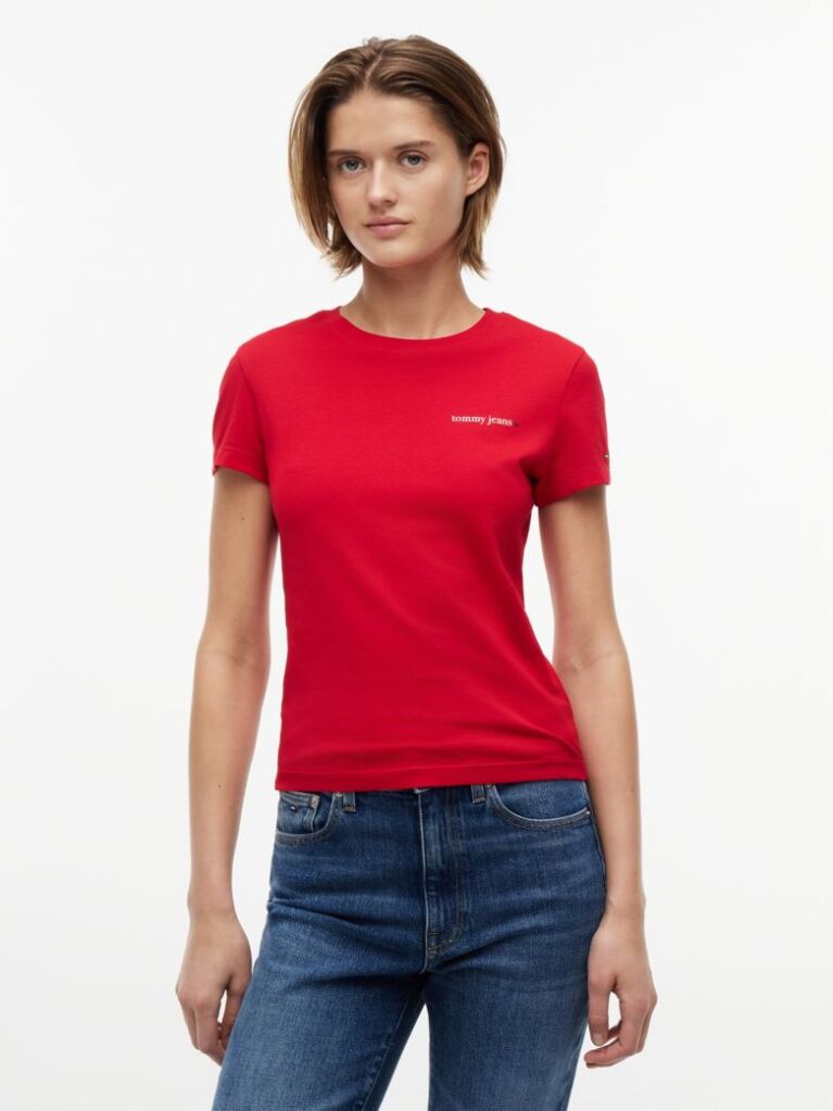 Κόκκινο T-Shirt Jersey Σε Στενή Γραμμή  Γυναίκες