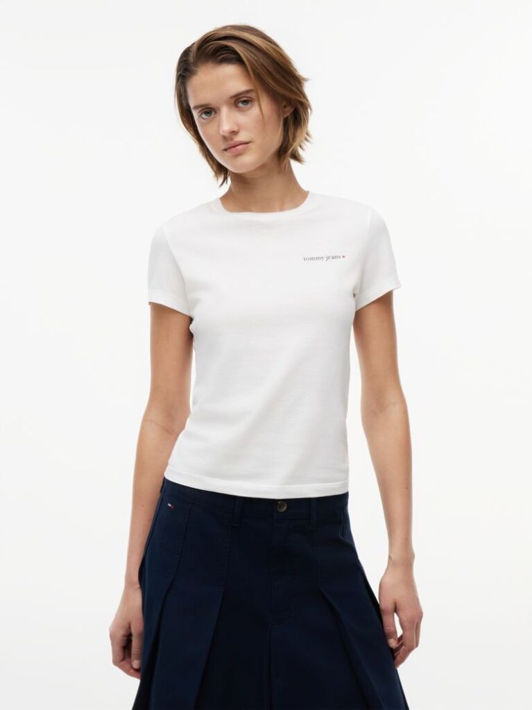 White Logo Slim Jersey T-Shirt  Women