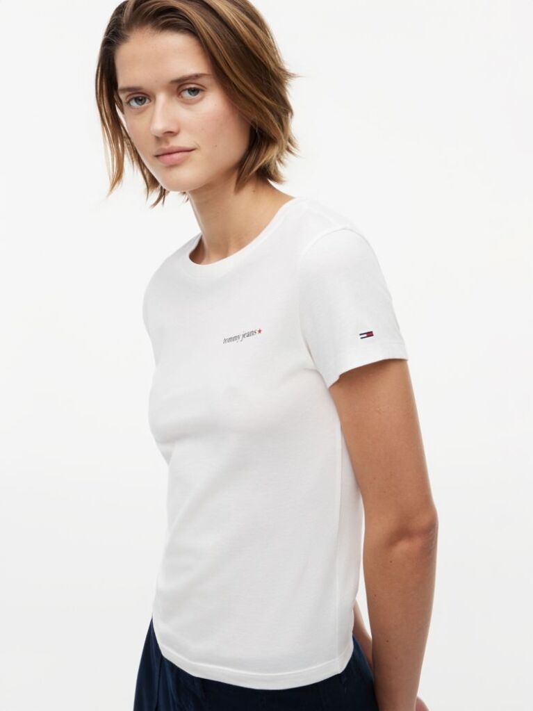 White Logo Slim Jersey T-Shirt  Women
