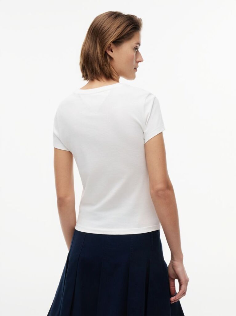 White Logo Slim Jersey T-Shirt  Women