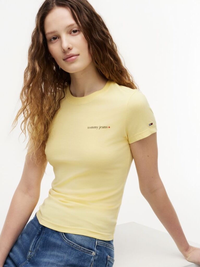 Yellow Logo Slim Jersey T-Shirt  Women
