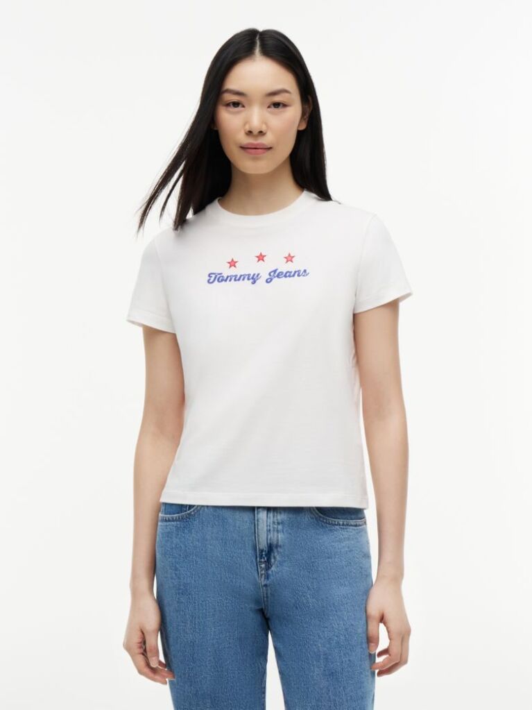 White Back Logo Graphic Crew Neck T-Shirt  Women