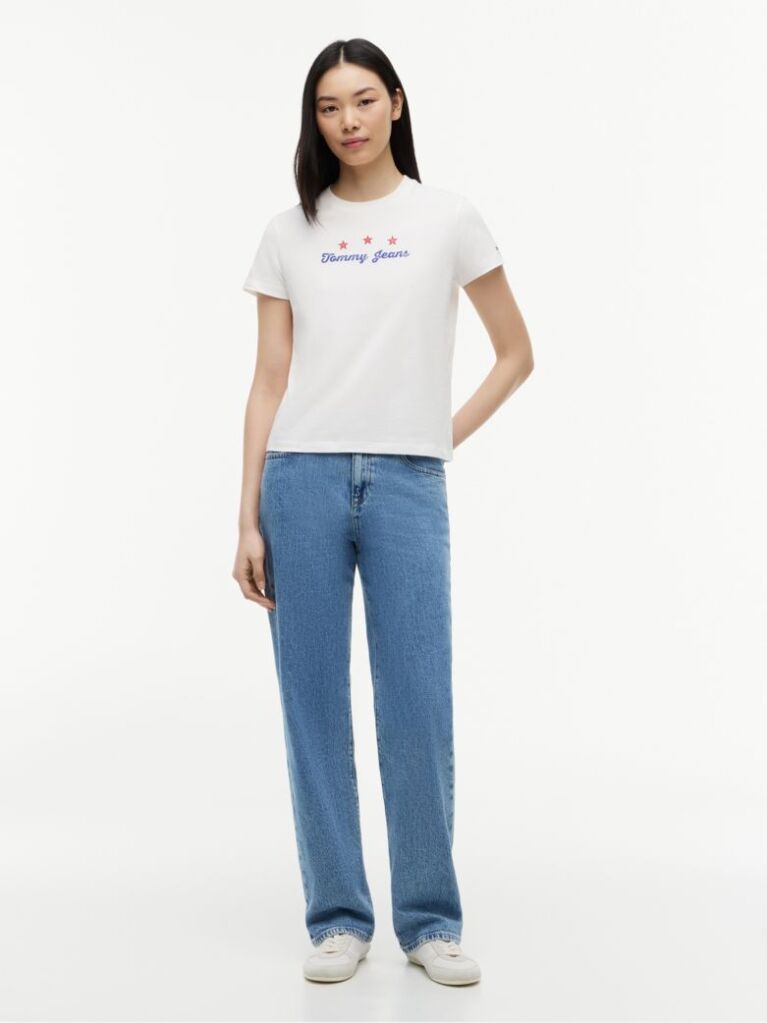 White Back Logo Graphic Crew Neck T-Shirt  Women