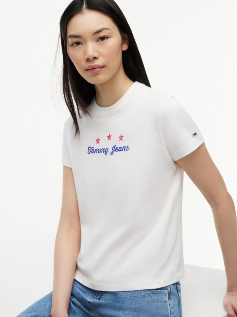 White Back Logo Graphic Crew Neck T-Shirt  Women