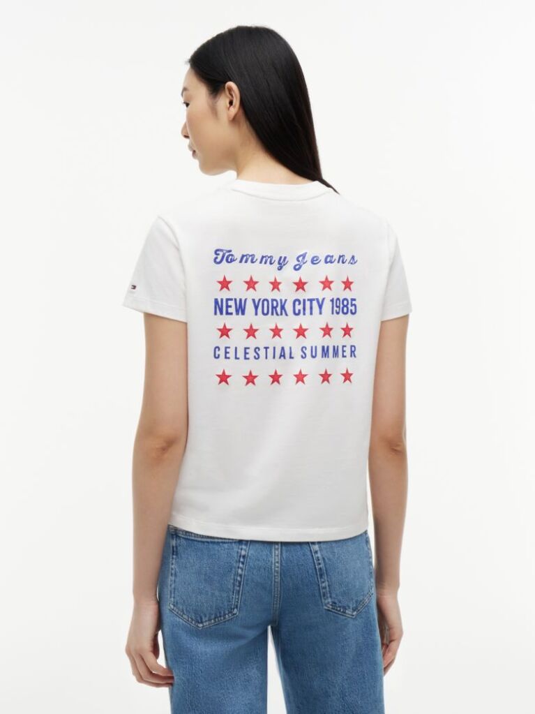 White Back Logo Graphic Crew Neck T-Shirt  Women